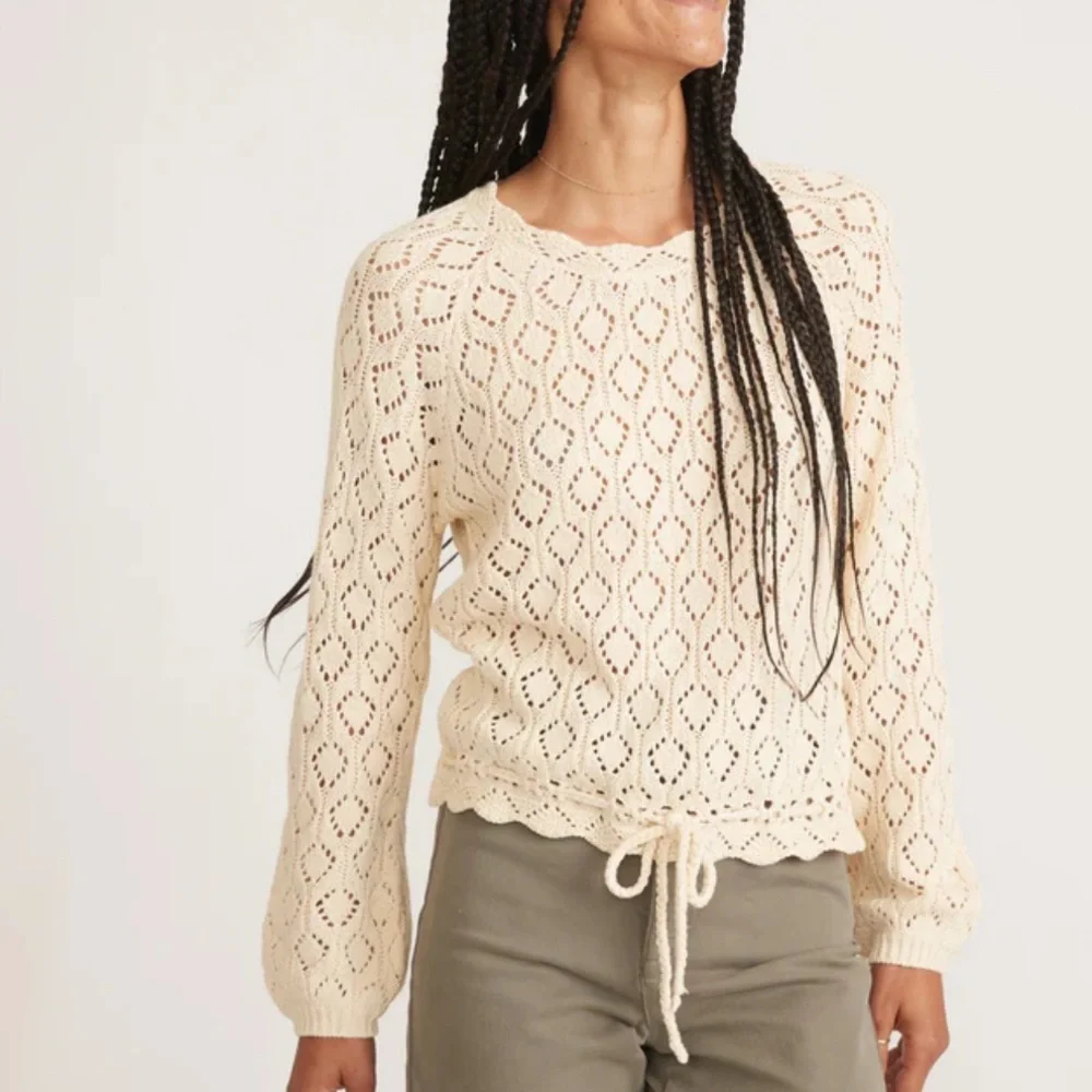 MARINE LAYER Manzanita Crochet Fringe Sweater Size M - Picture 1 of 8